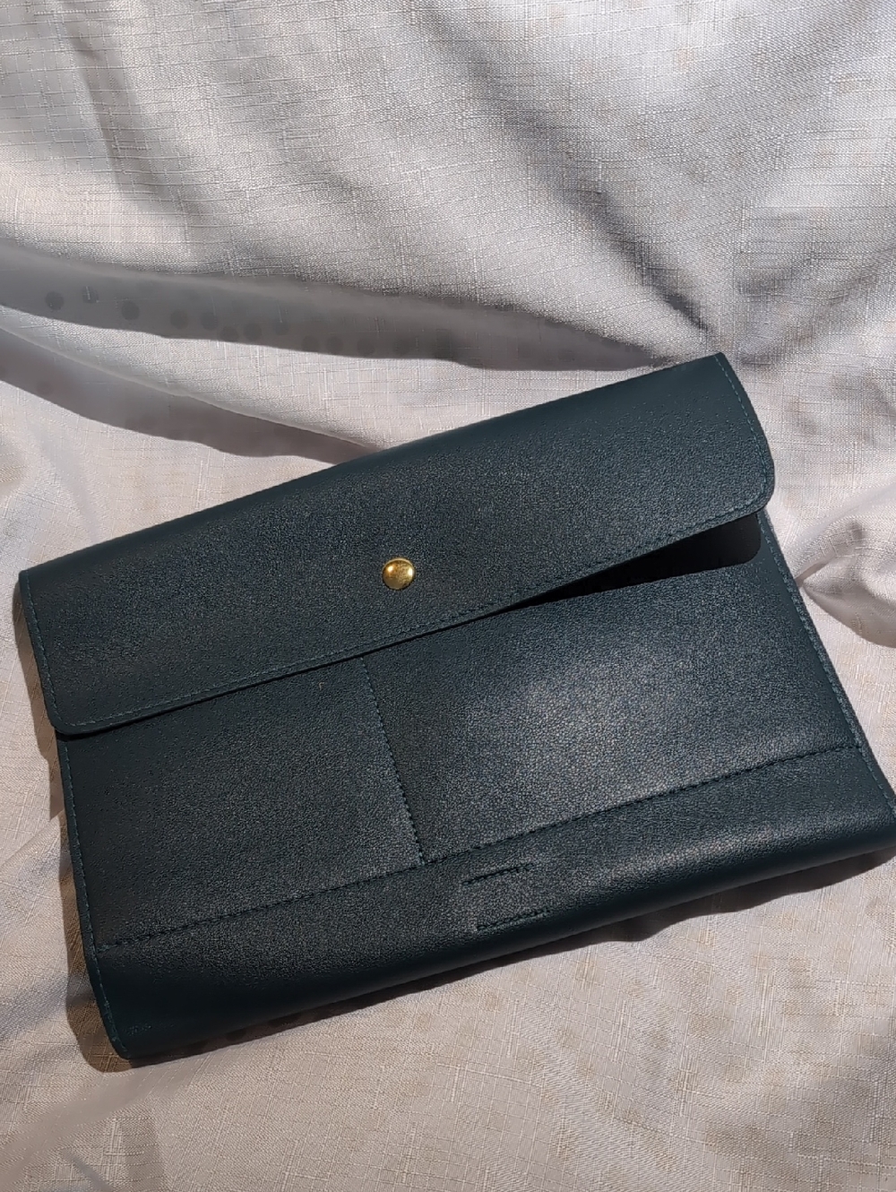 Green Faux Leather Clutch Wristlet with Gold Snap